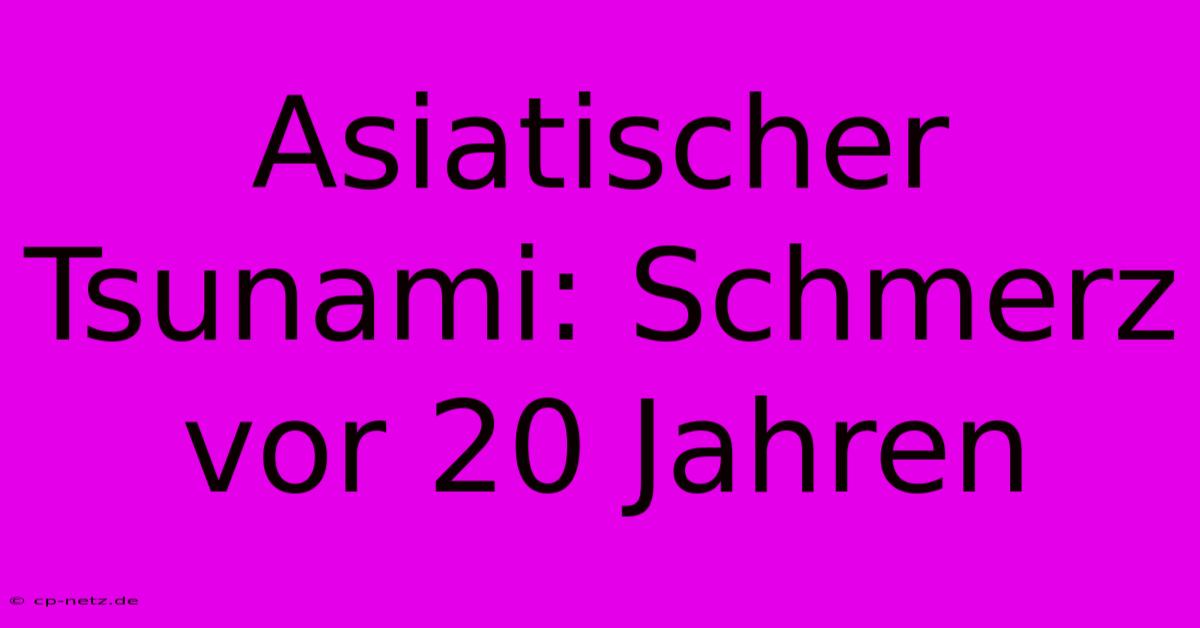 Asiatischer Tsunami: Schmerz Vor 20 Jahren