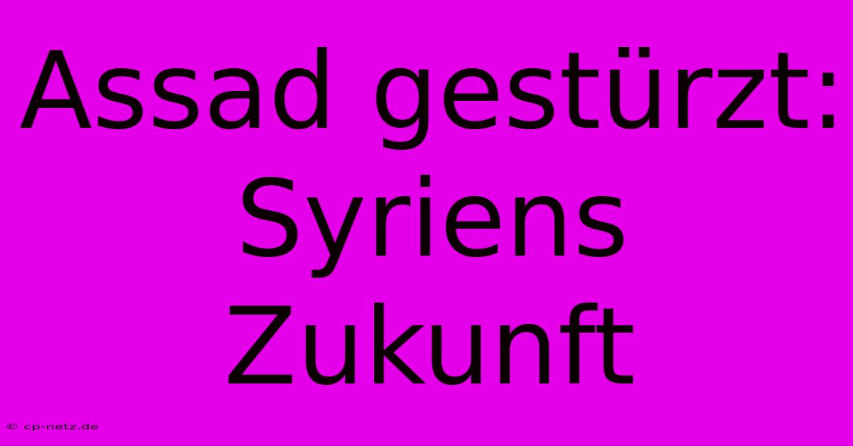 Assad Gestürzt: Syriens Zukunft