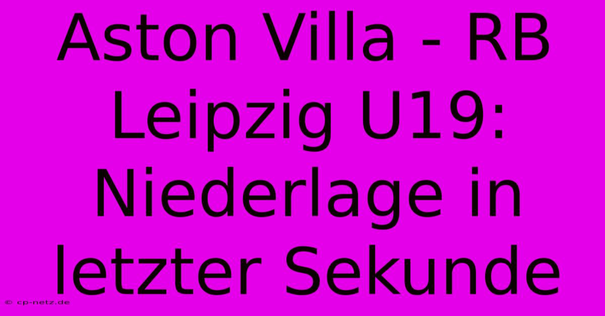 Aston Villa - RB Leipzig U19: Niederlage In Letzter Sekunde