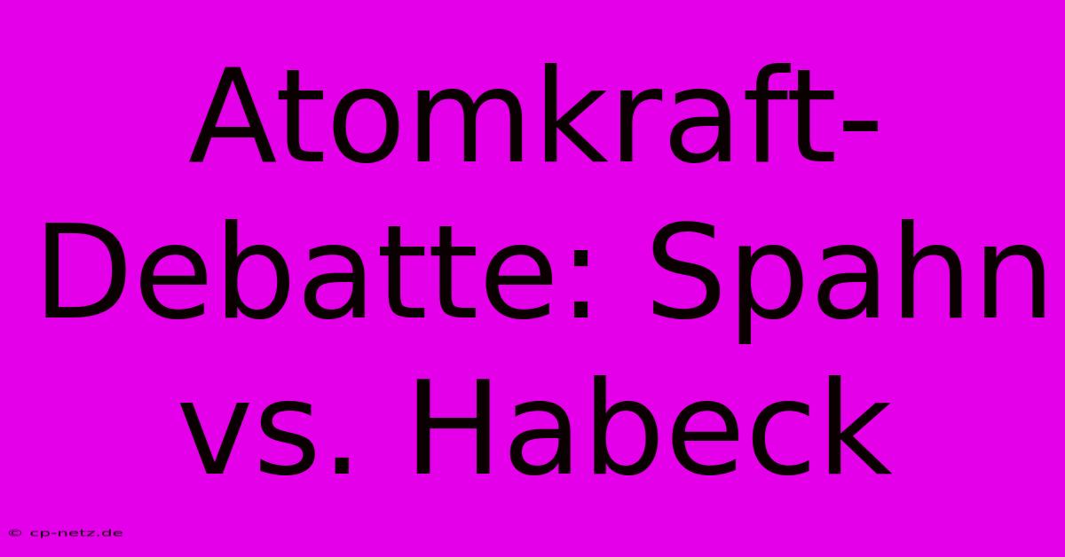 Atomkraft-Debatte: Spahn Vs. Habeck