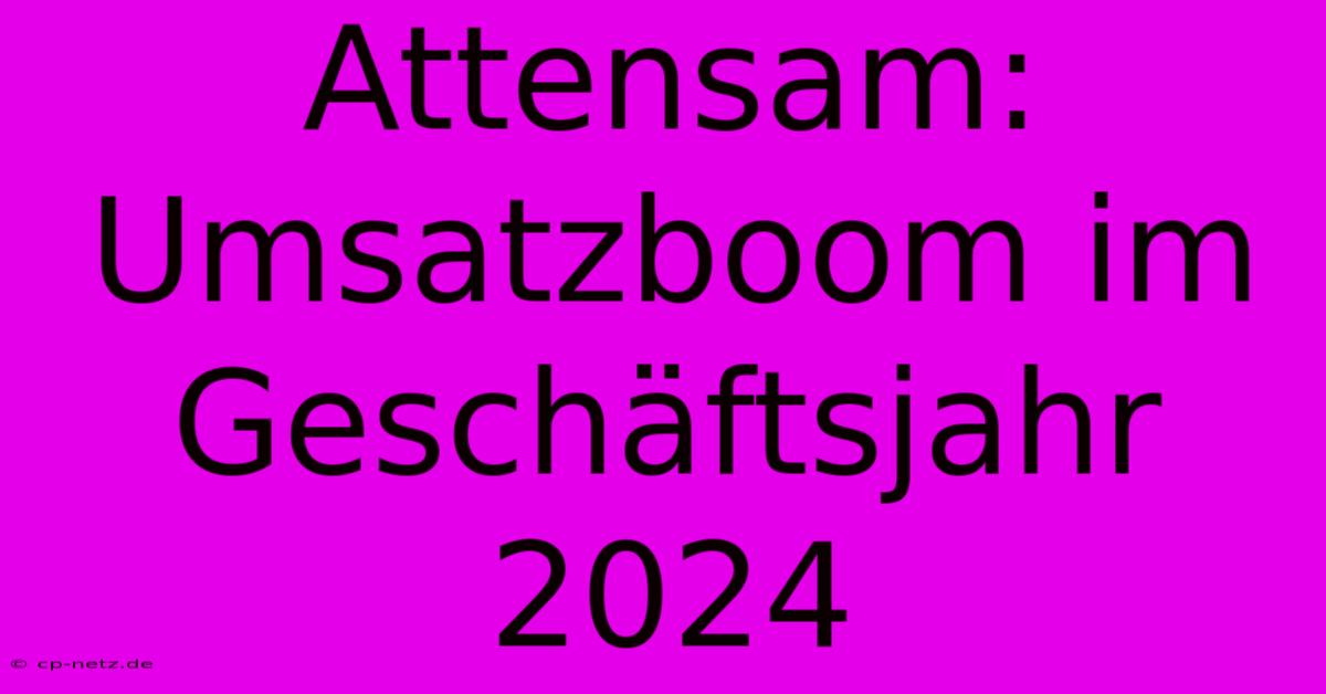 Attensam: Umsatzboom Im Geschäftsjahr 2024