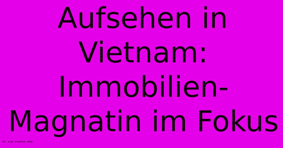 Aufsehen In Vietnam: Immobilien-Magnatin Im Fokus