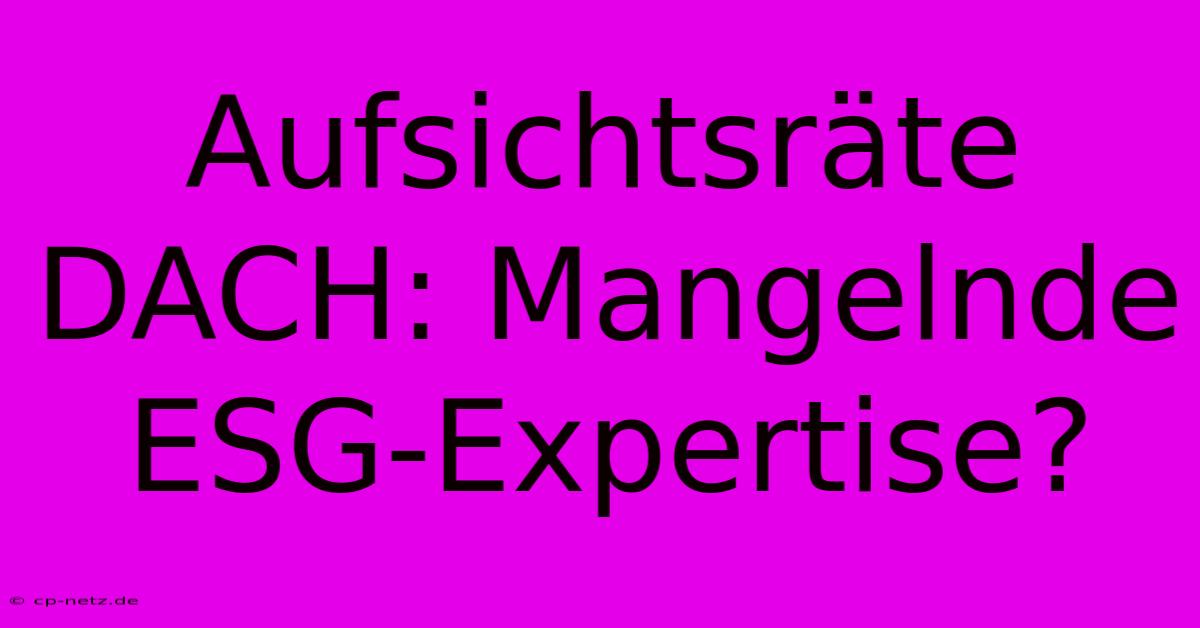 Aufsichtsräte DACH: Mangelnde ESG-Expertise?