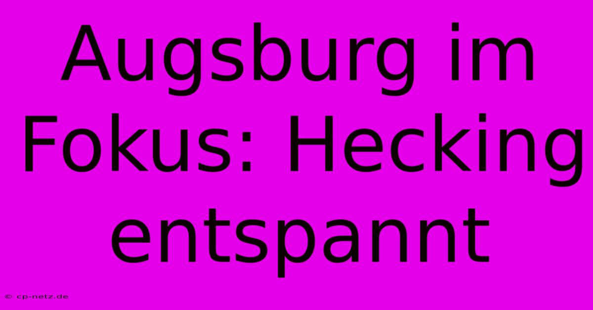 Augsburg Im Fokus: Hecking Entspannt