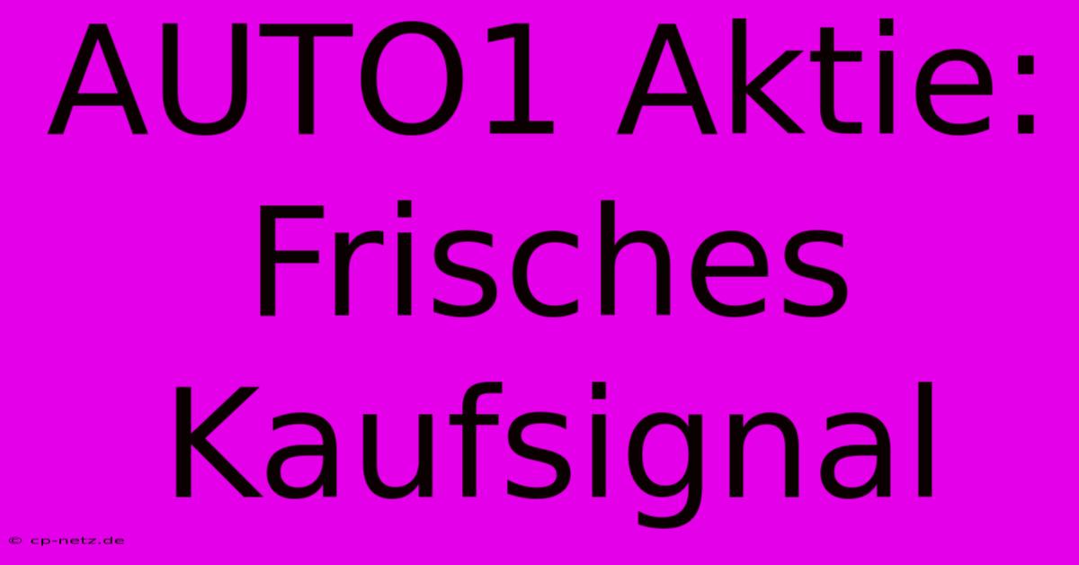 AUTO1 Aktie:  Frisches Kaufsignal