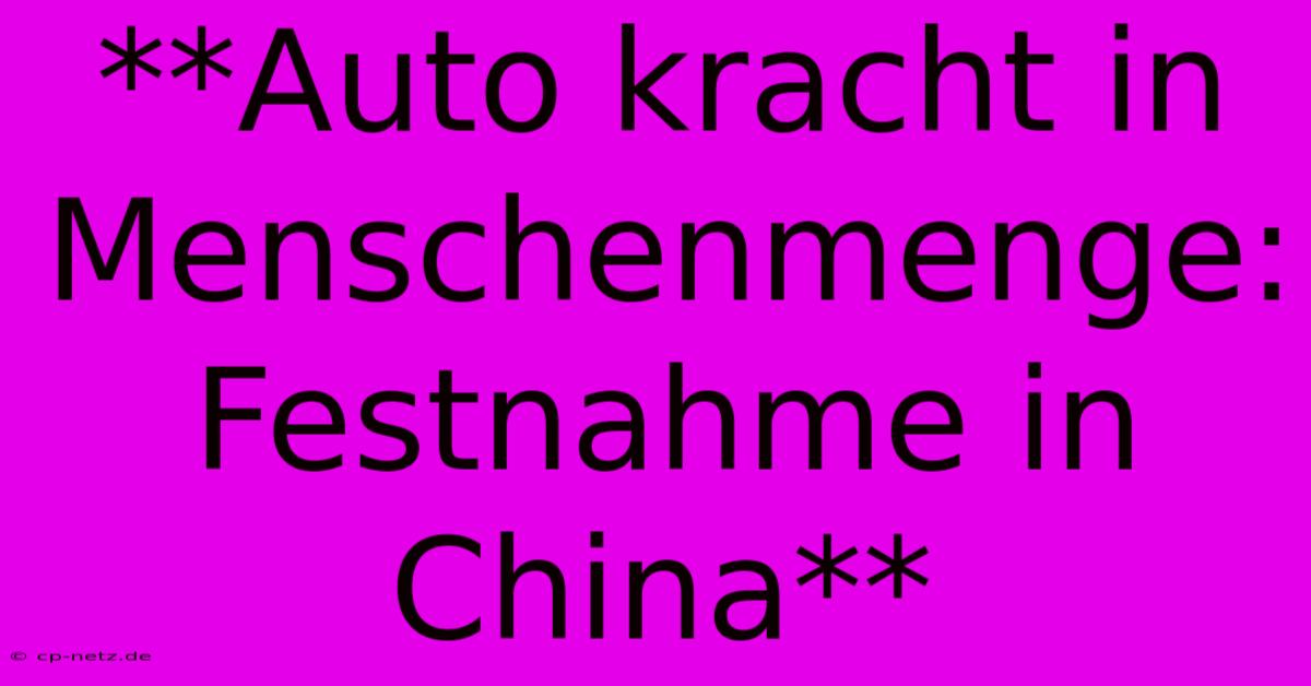 **Auto Kracht In Menschenmenge: Festnahme In China**