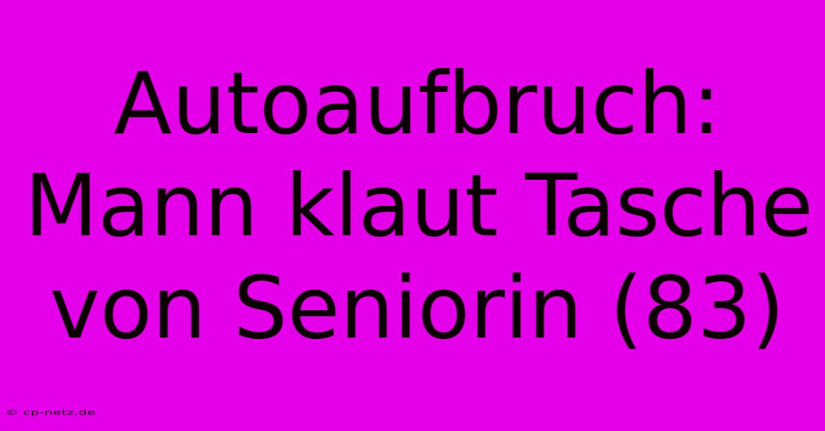 Autoaufbruch: Mann Klaut Tasche Von Seniorin (83)