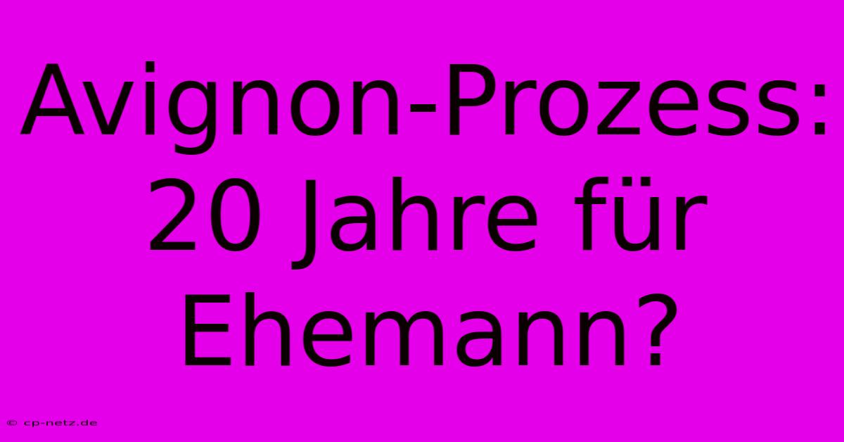 Avignon-Prozess: 20 Jahre Für Ehemann?