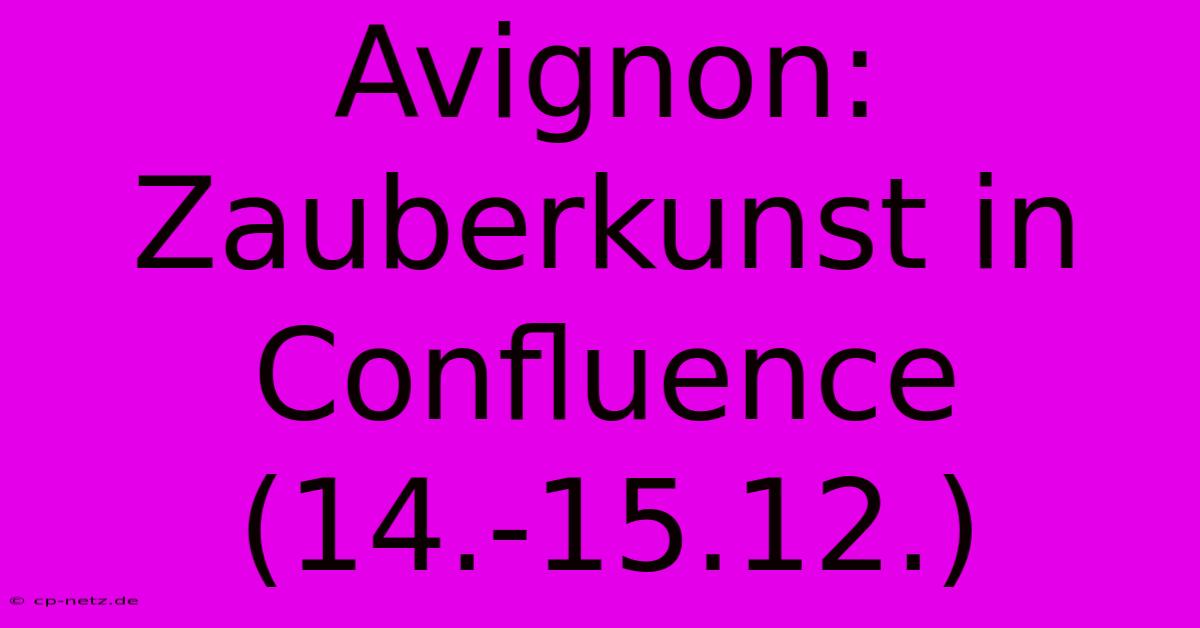 Avignon:  Zauberkunst In Confluence (14.-15.12.)