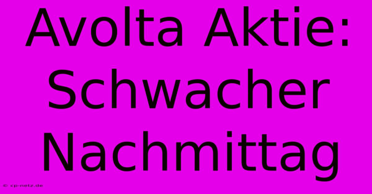 Avolta Aktie: Schwacher Nachmittag