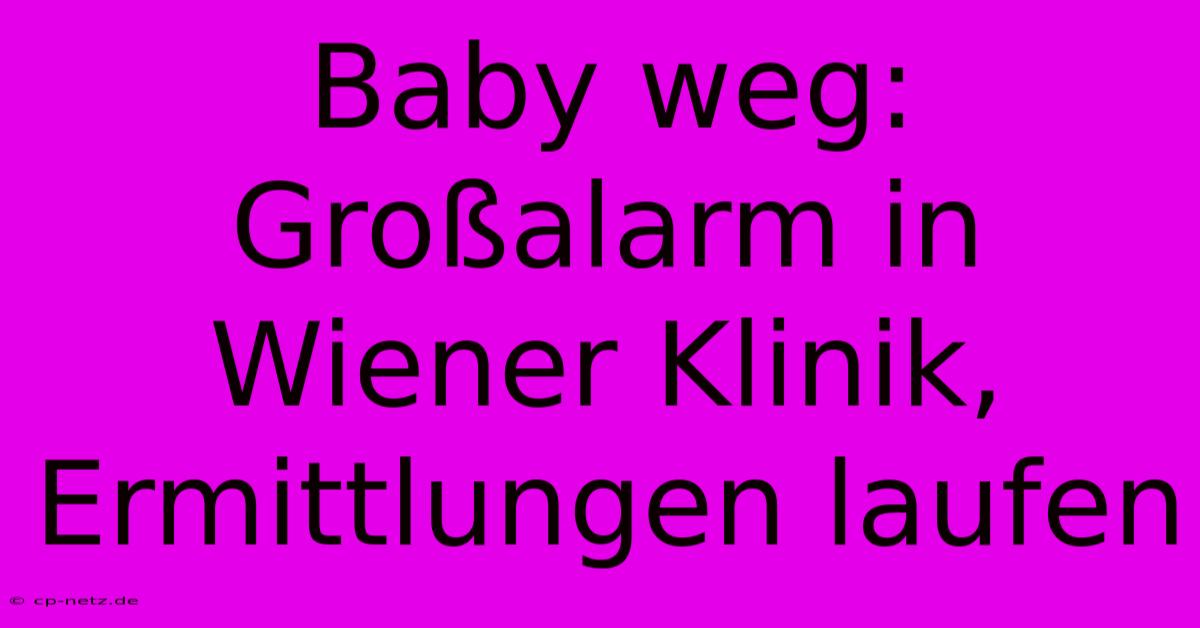 Baby Weg: Großalarm In Wiener Klinik, Ermittlungen Laufen