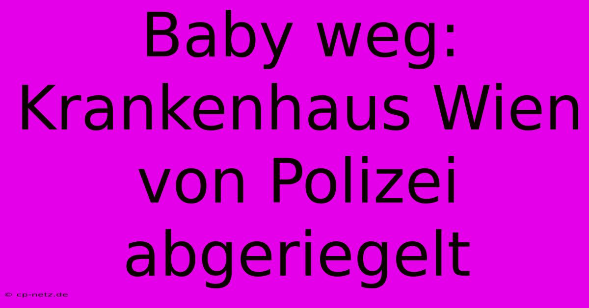 Baby Weg: Krankenhaus Wien Von Polizei Abgeriegelt