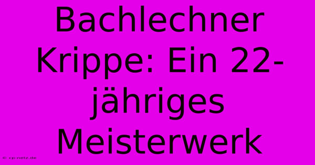 Bachlechner Krippe: Ein 22-jähriges Meisterwerk