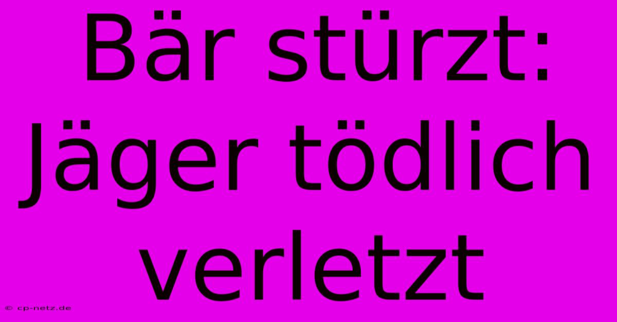 Bär Stürzt: Jäger Tödlich Verletzt