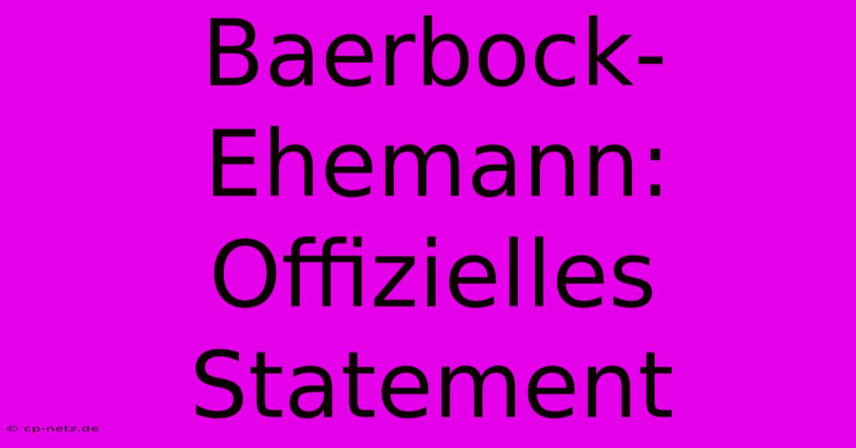 Baerbock-Ehemann: Offizielles Statement