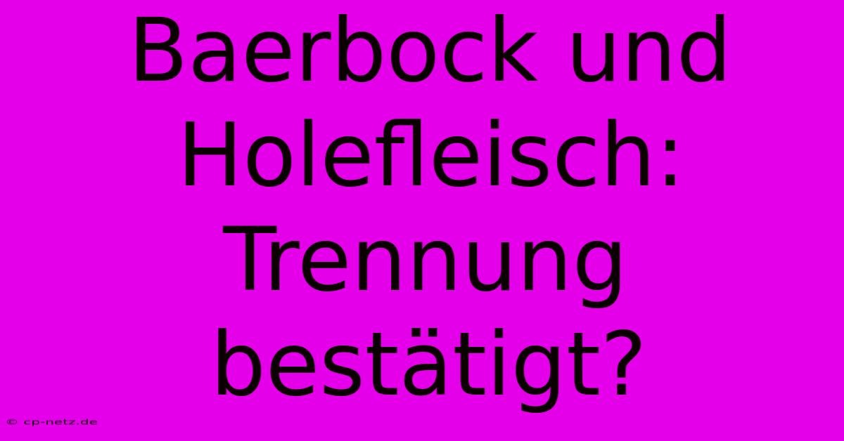 Baerbock Und Holefleisch: Trennung Bestätigt?