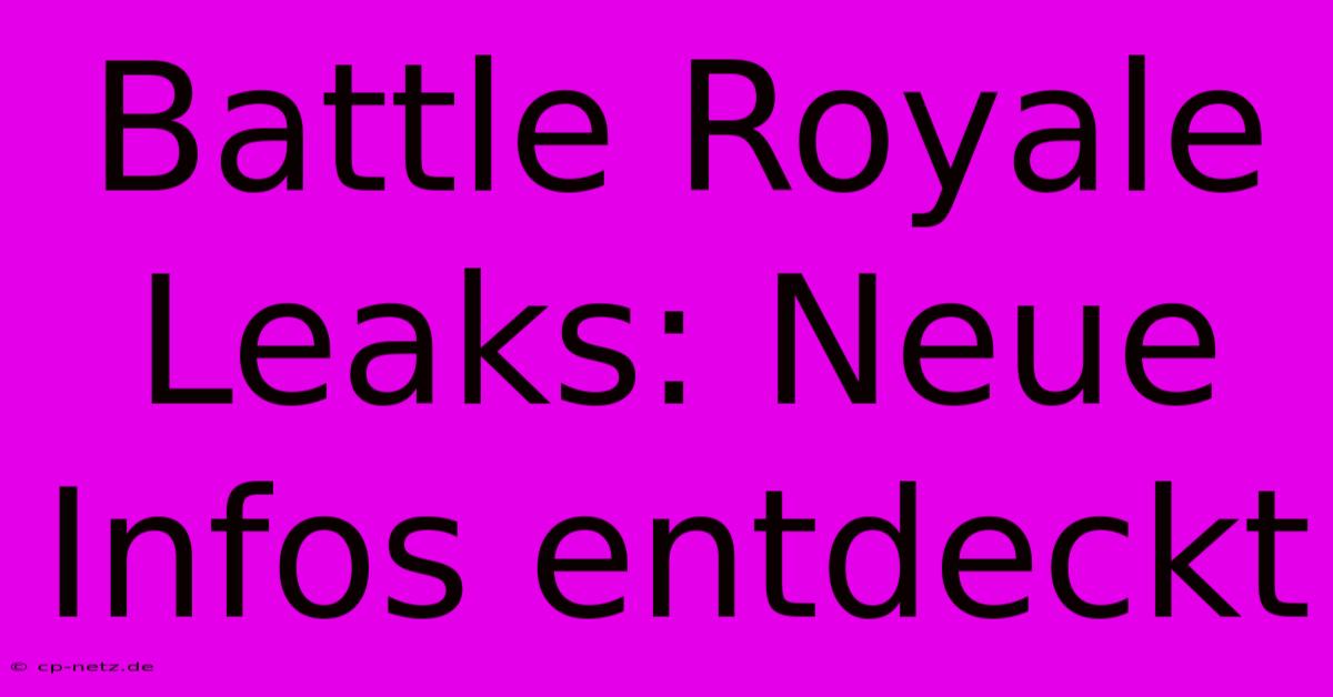 Battle Royale Leaks: Neue Infos Entdeckt