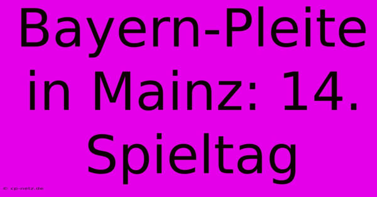 Bayern-Pleite In Mainz: 14. Spieltag