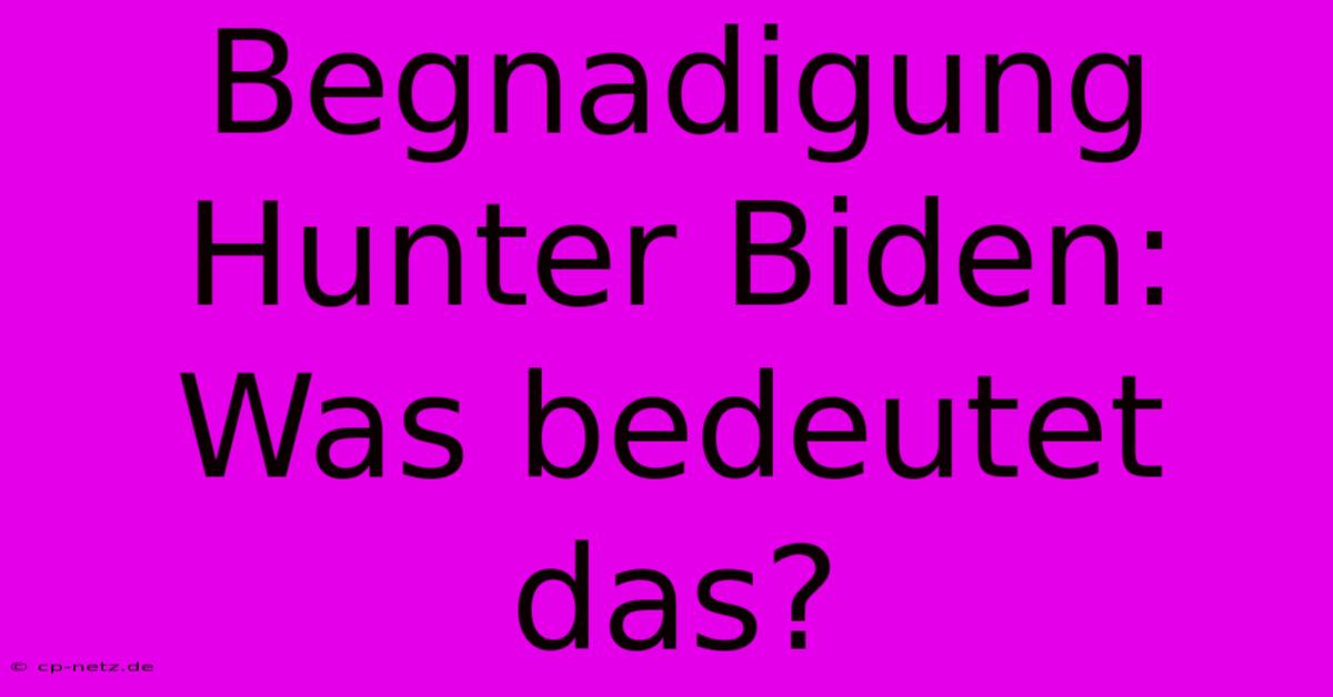 Begnadigung Hunter Biden: Was Bedeutet Das?