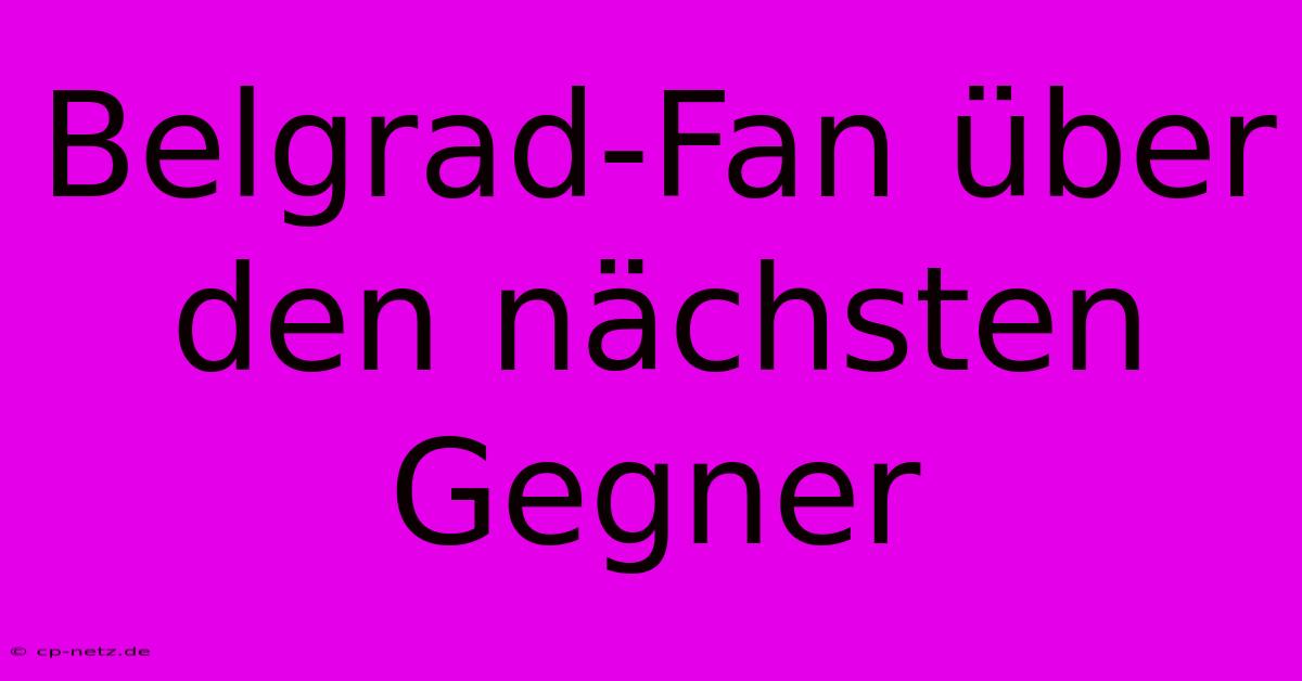 Belgrad-Fan Über Den Nächsten Gegner