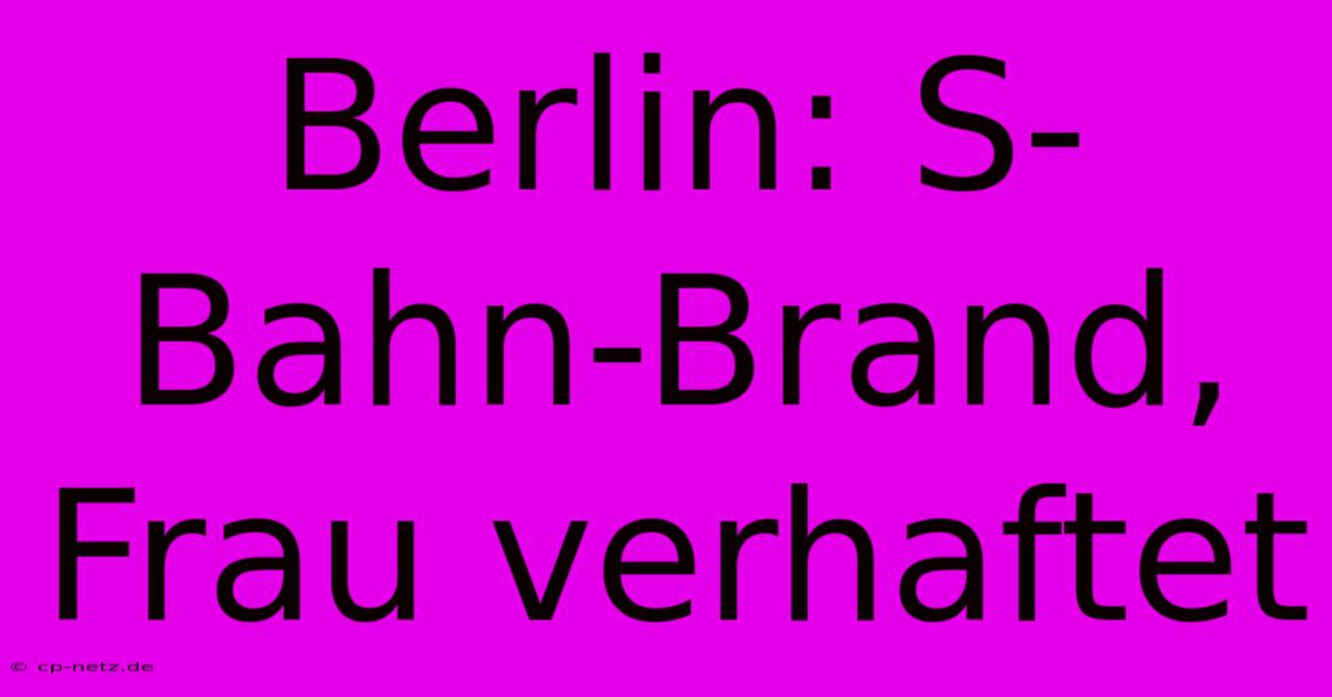 Berlin: S-Bahn-Brand, Frau Verhaftet