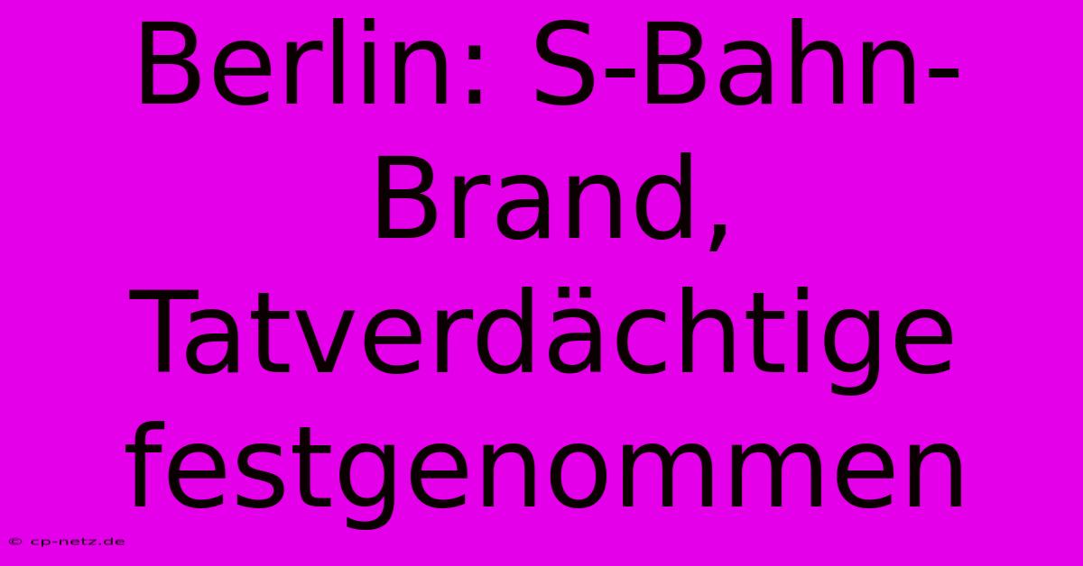 Berlin: S-Bahn-Brand, Tatverdächtige Festgenommen