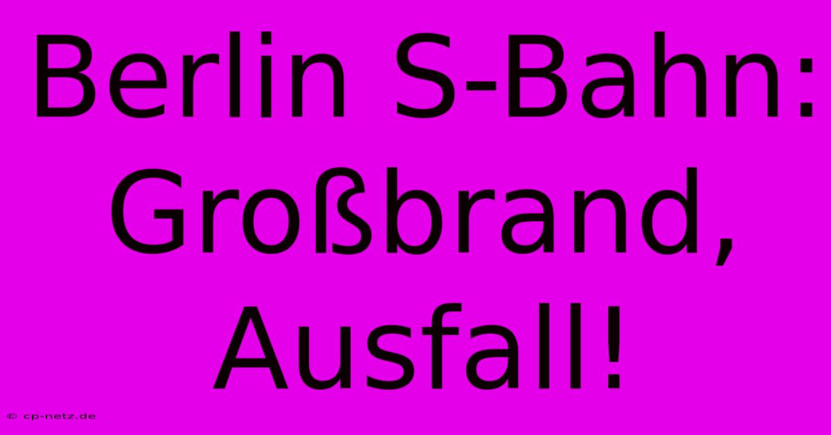 Berlin S-Bahn: Großbrand, Ausfall!