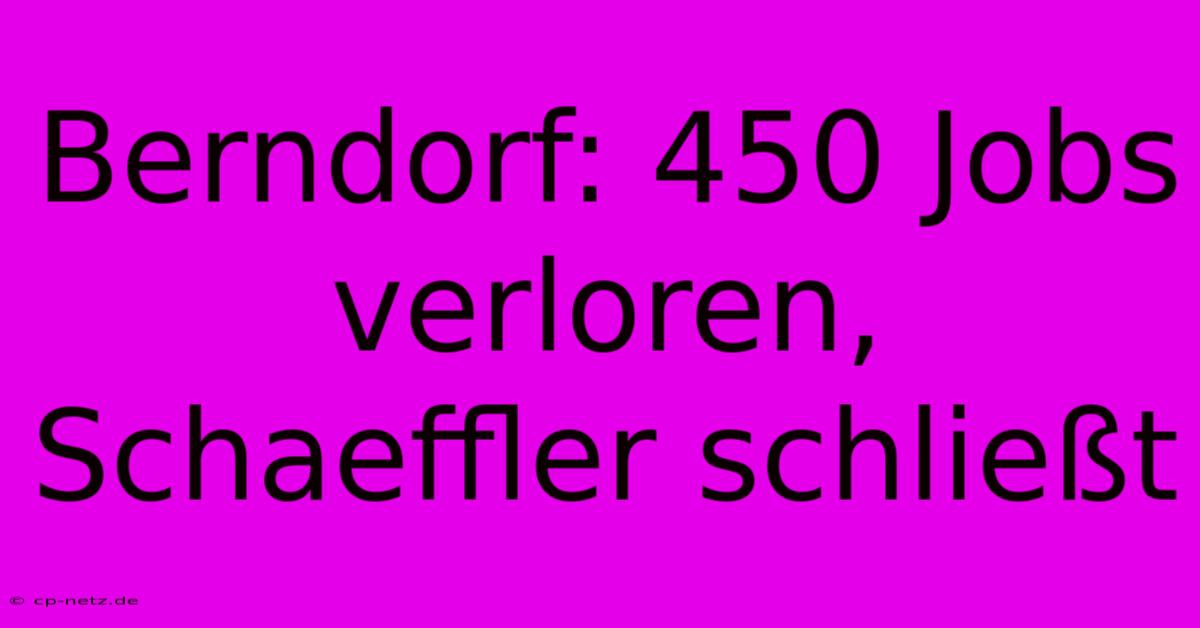 Berndorf: 450 Jobs Verloren, Schaeffler Schließt