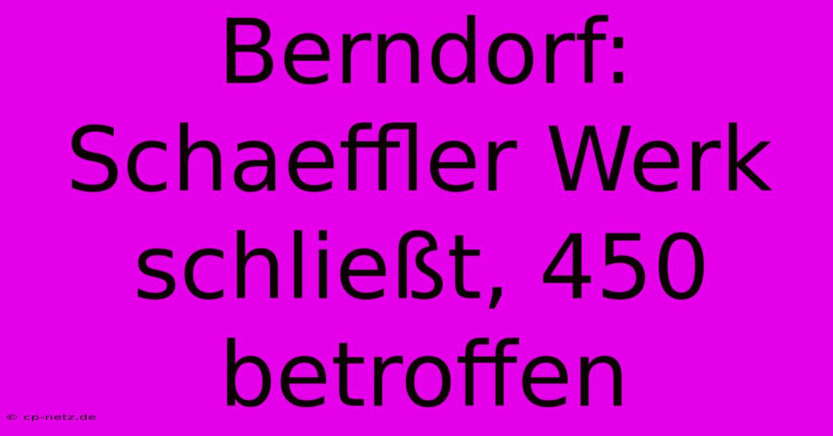 Berndorf: Schaeffler Werk Schließt, 450 Betroffen