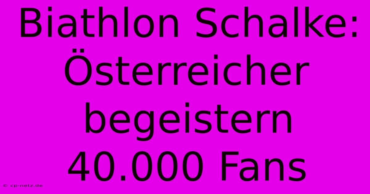 Biathlon Schalke: Österreicher Begeistern 40.000 Fans