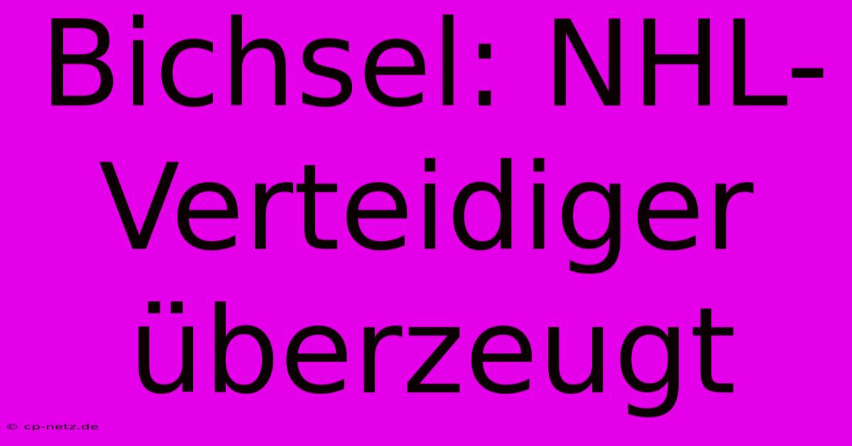 Bichsel: NHL-Verteidiger Überzeugt