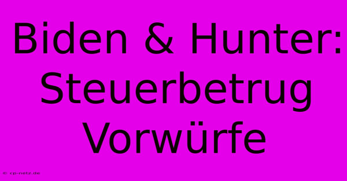 Biden & Hunter: Steuerbetrug Vorwürfe