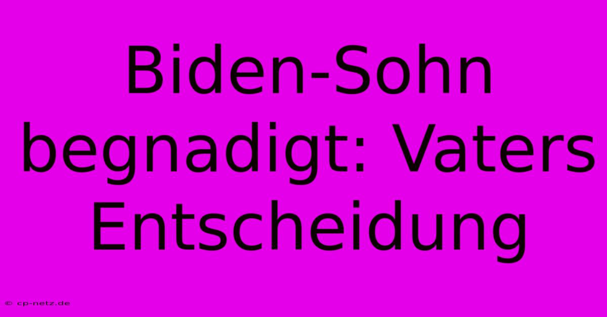 Biden-Sohn Begnadigt: Vaters Entscheidung