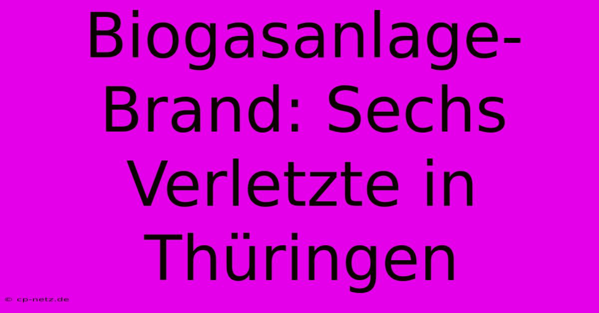 Biogasanlage-Brand: Sechs Verletzte In Thüringen