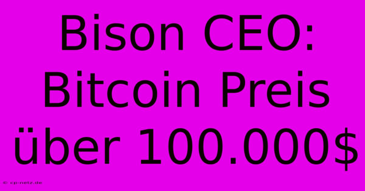 Bison CEO: Bitcoin Preis Über 100.000$