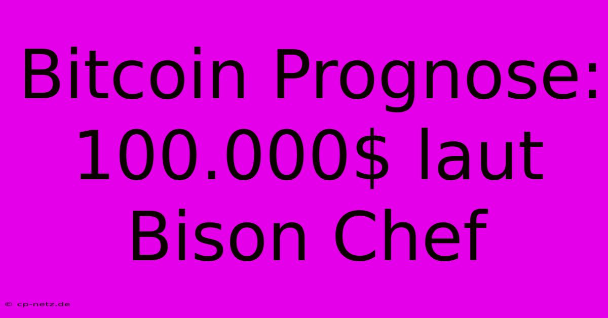 Bitcoin Prognose: 100.000$ Laut Bison Chef