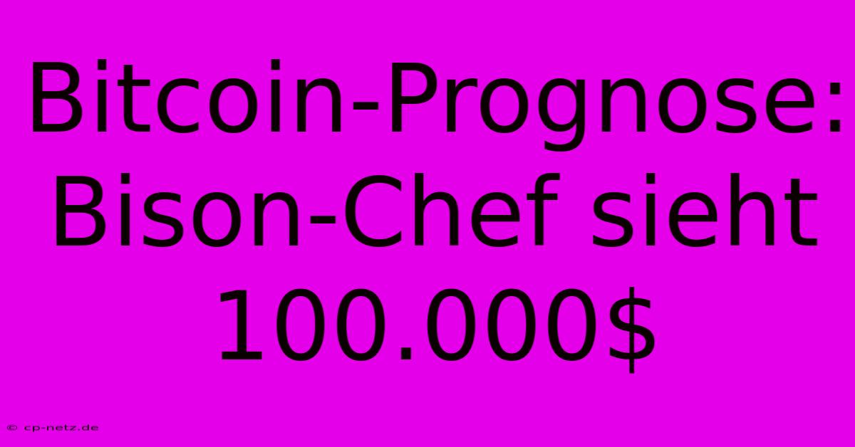 Bitcoin-Prognose: Bison-Chef Sieht 100.000$