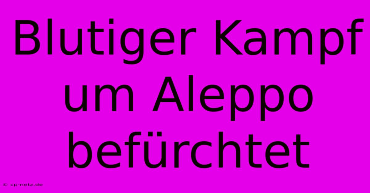 Blutiger Kampf Um Aleppo Befürchtet