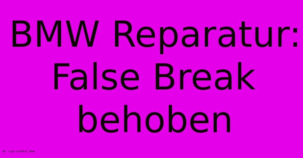 BMW Reparatur: False Break Behoben