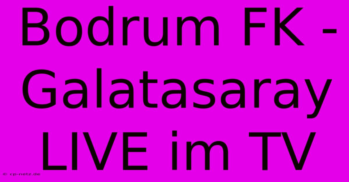 Bodrum FK - Galatasaray LIVE Im TV