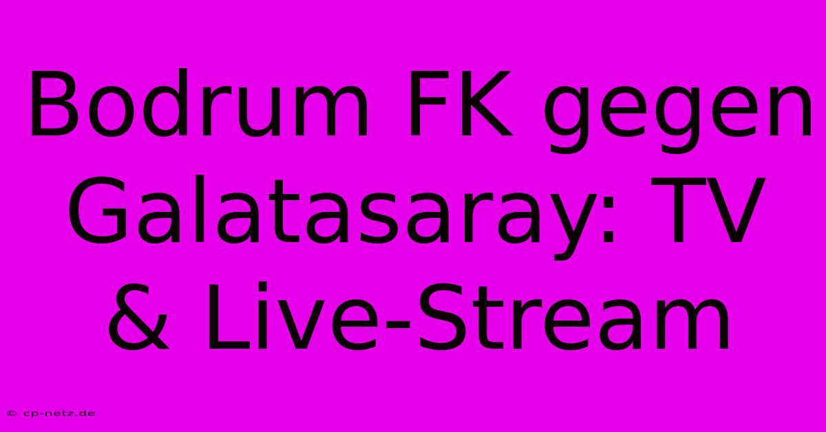 Bodrum FK Gegen Galatasaray: TV & Live-Stream