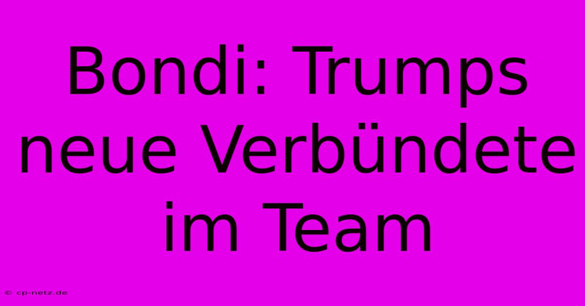 Bondi: Trumps Neue Verbündete Im Team