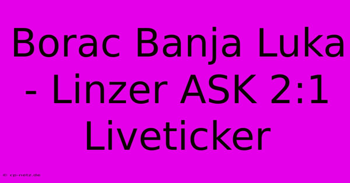 Borac Banja Luka - Linzer ASK 2:1 Liveticker