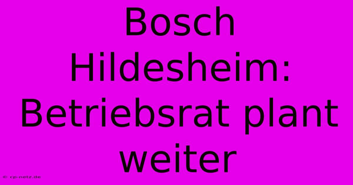 Bosch Hildesheim: Betriebsrat Plant Weiter