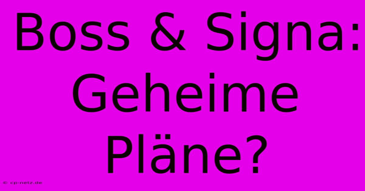 Boss & Signa:  Geheime Pläne?