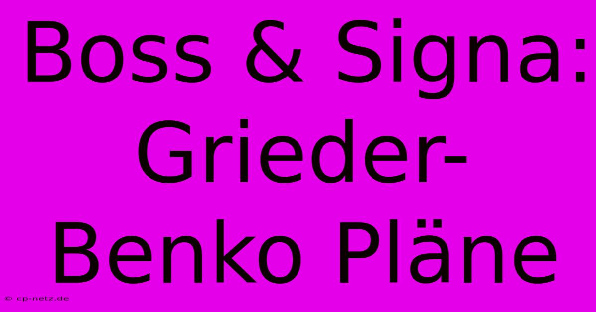 Boss & Signa:  Grieder-Benko Pläne