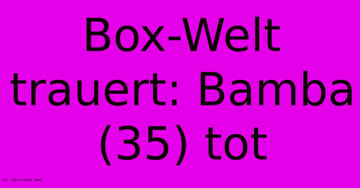 Box-Welt Trauert: Bamba (35) Tot