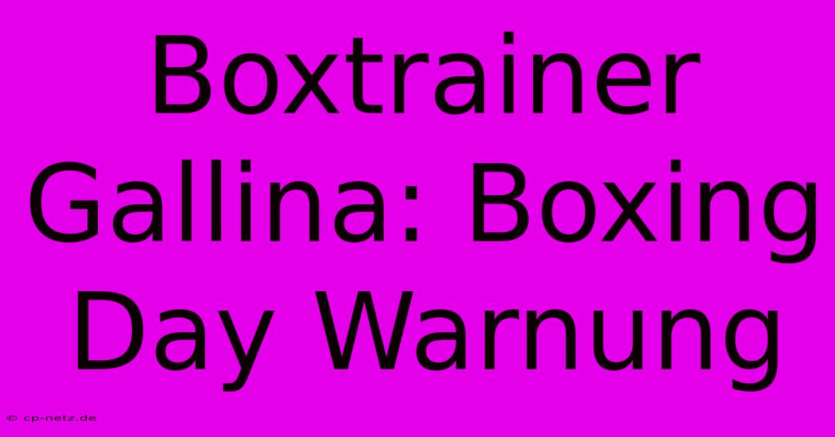 Boxtrainer Gallina: Boxing Day Warnung