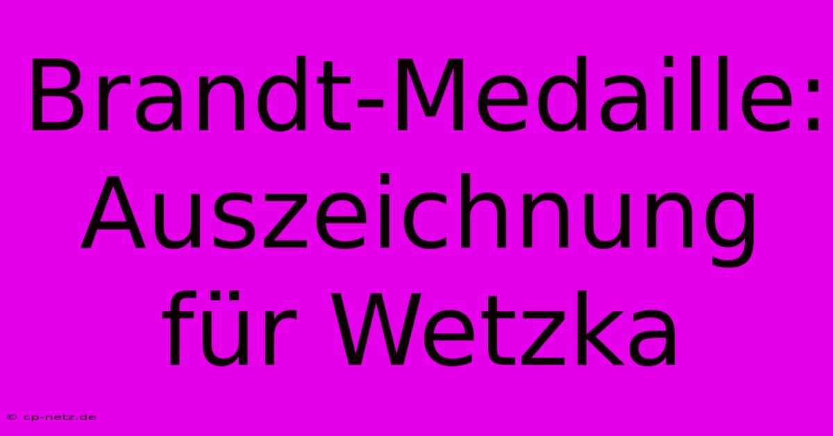 Brandt-Medaille: Auszeichnung Für Wetzka