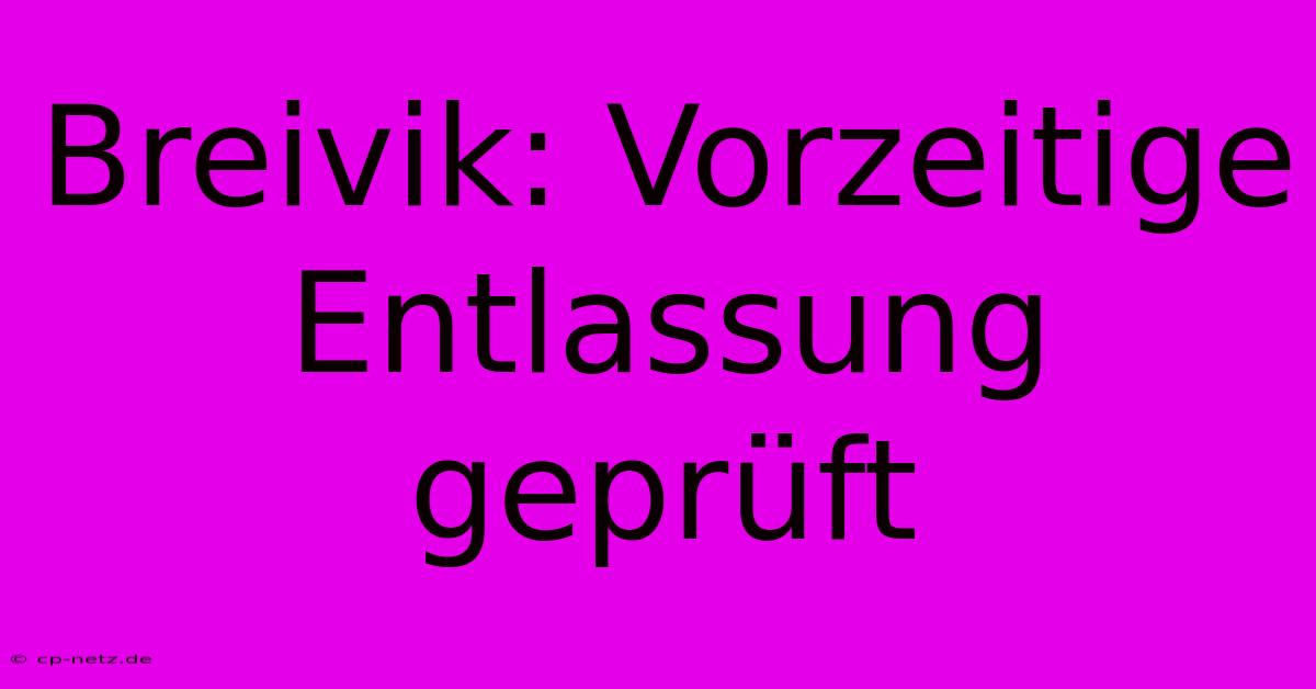 Breivik: Vorzeitige Entlassung Geprüft